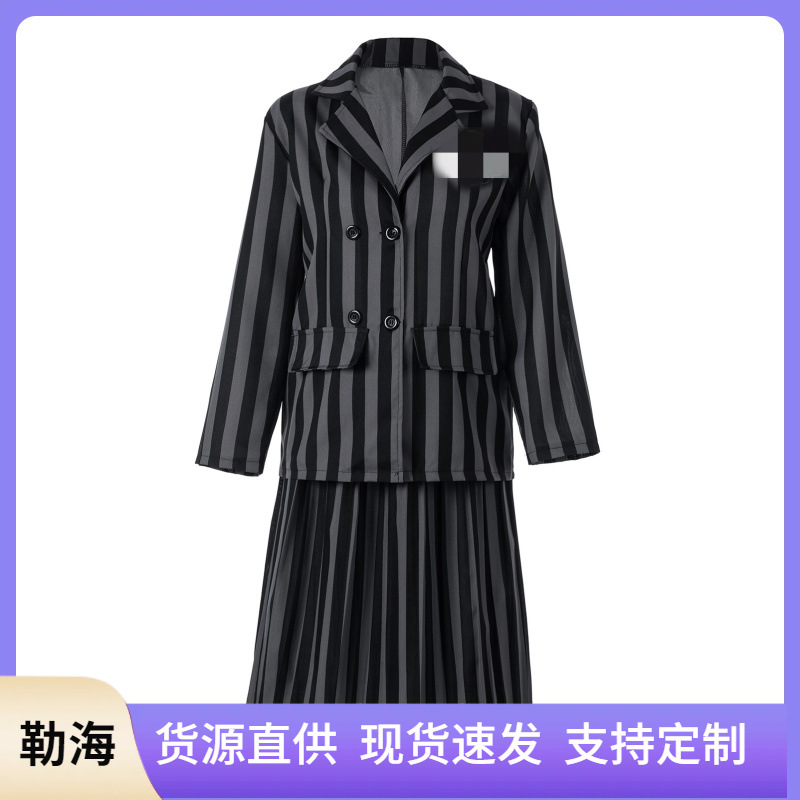 New Halloween Adams COS costume stage cosplay hot movie characters Wednesday suit dress