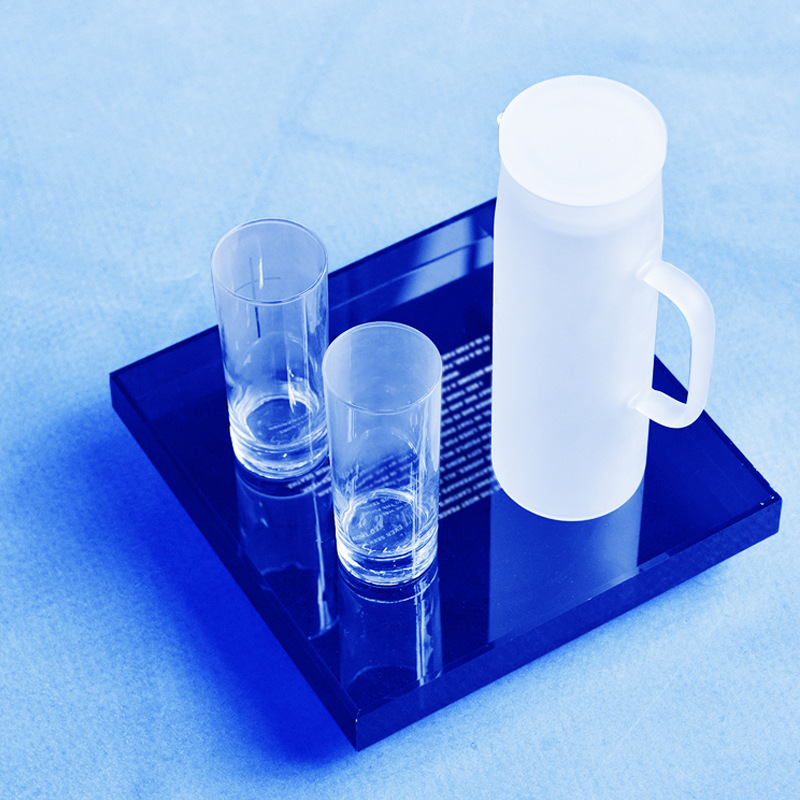 克莱因蓝亚克力托盘餐厅水果装饰盘酒店茶水洗漱用品透明收纳盘