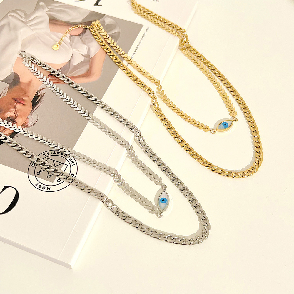 Fashion Devil'S Eye Stainless Steel Necklace Plating Stainless Steel Necklaces_colorza_1
