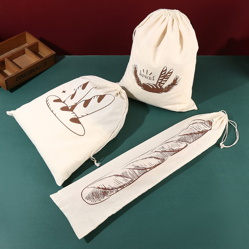 Cross-Border Hot Selling Cotton Toast Bag Reusable Cookie French Baguette Storage Bag Drawstring Bread Bag Cross-Border Hot Selling Cotton Toast Bag Reusable Cookie French Baguette Storage Bag Drawstring Bread Bag