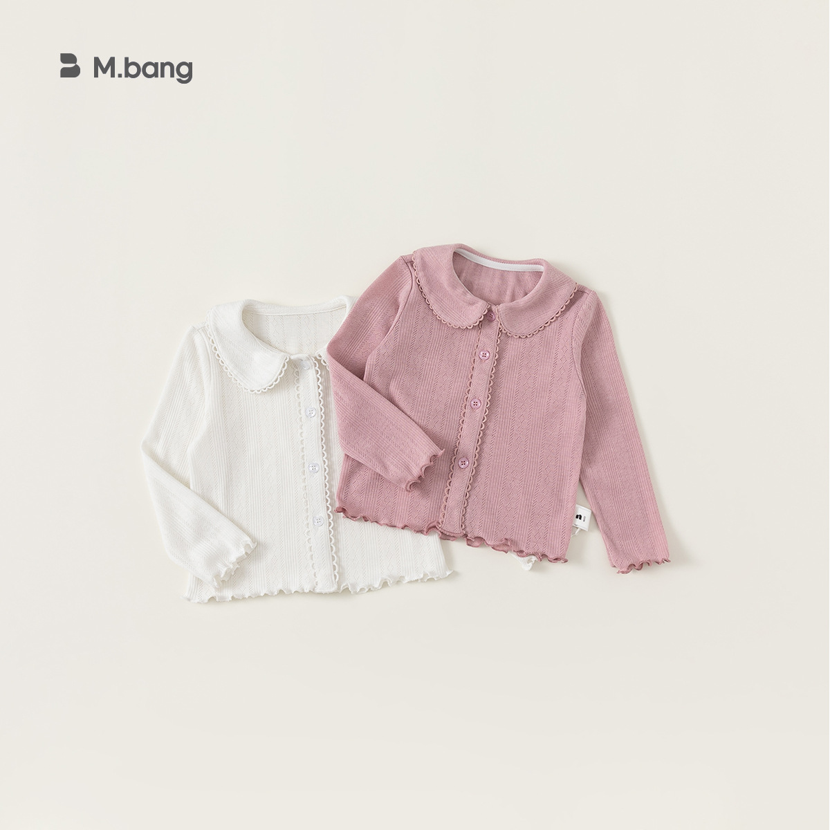 Babycity Children's Solid Color Sweater Korean Version Girls Doll Collar Cardigan Girl Lace Top CY24023