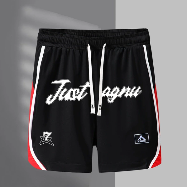 8827 black and red letter shorts