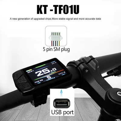 KT-TF01U rəngli ekran LCD sayğac/SM konnektor, velosiped modifikasiya aksesuarları