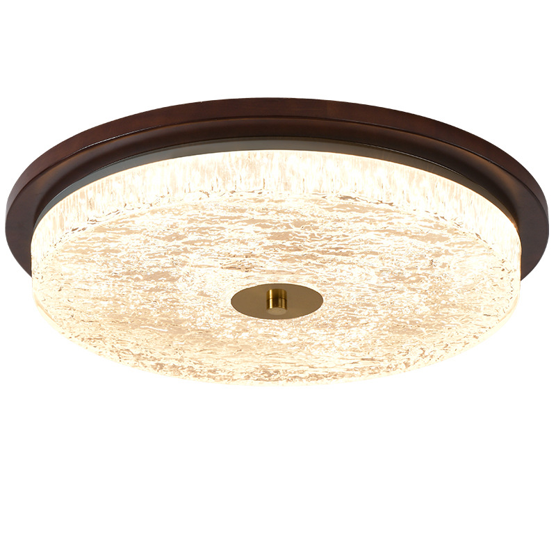 [Seleccionado cuidadosamente] Lámpara de techo de dormitorio de estilo antiguo Lámpara retro Lámpara de habitación de protección ocular de espectro completo de color nogal creativo