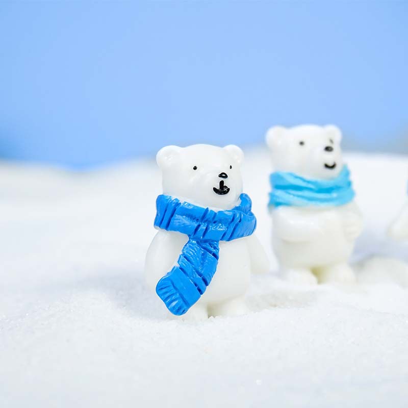 Micro paisaje accesorios de decoración creativa adornos de resina lindo paisaje de nieve bufanda de iceberg muñeca de oso polar