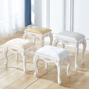 European and American Style Dressing Table Stool, Pink Princess Chair, Makeup Stool, Soft-Packed Small Square Stool, Bedroom Manicure Stool, Guzheng Stool