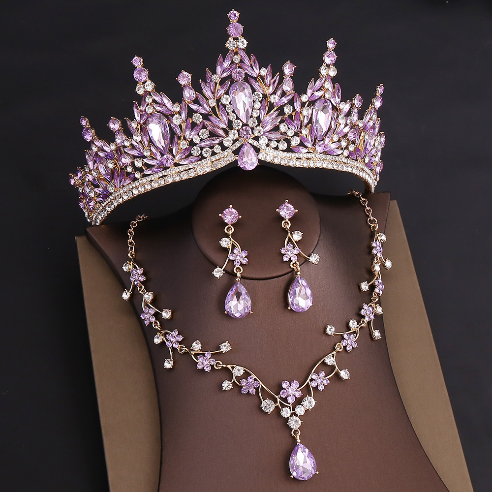 新娘水晶项链皇冠三件套