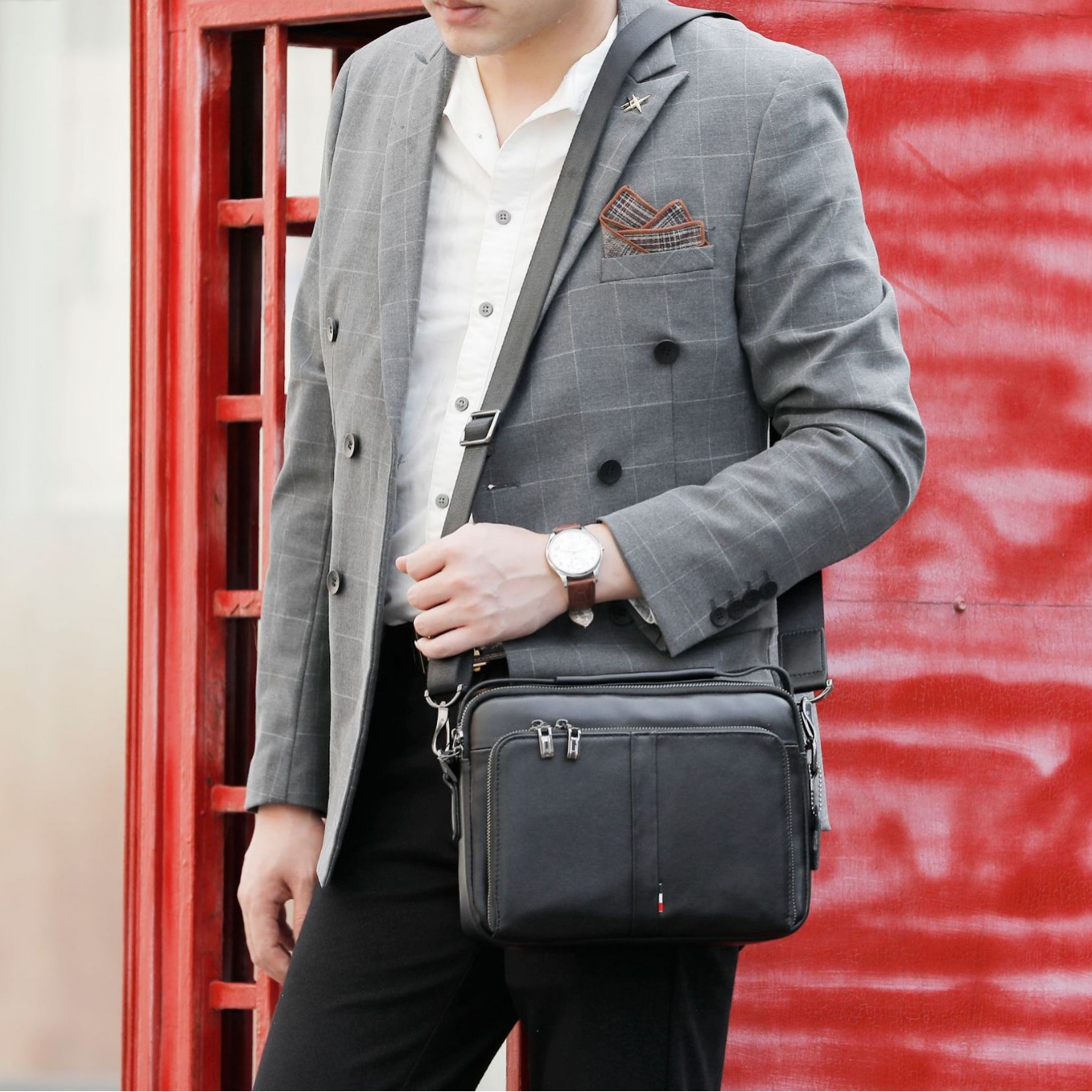 Nuevo bolso de piel de vaca de primera capa para hombre, bolso cruzado, bolso de hombro informal a la moda, bolso de negocios de cuero genuino para hombre, bolso para hombre