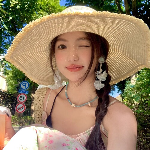 2025 Women's Lace Butterfly Knot Summer French Style Wide Brim Sun Hat Sunshade Sun Hat for Beach