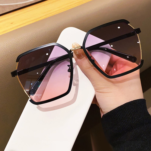 New temperament metal half-frame sunglasses for women, high-end driving street photography sunglasses, anti-UV travel sunglasses