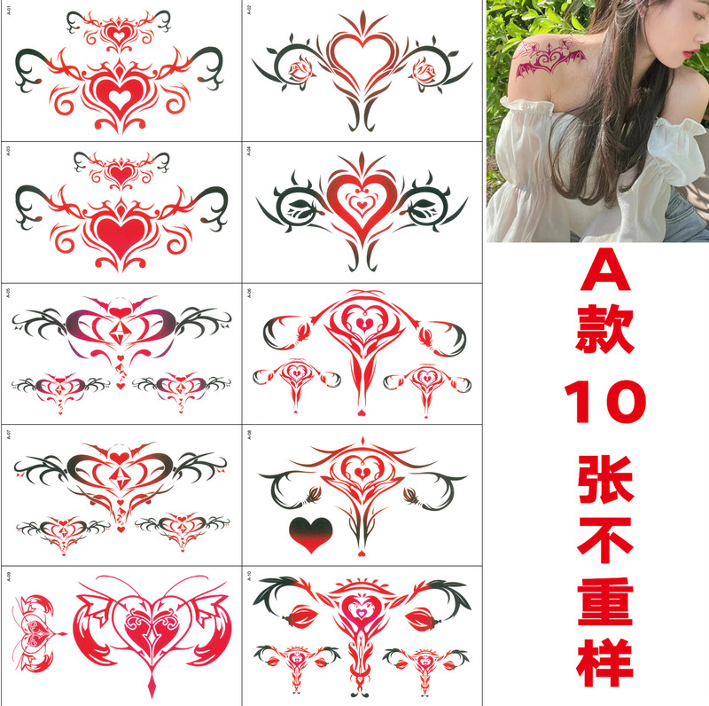 Factory Wholesale Succubus Imprint Tattoo Stickers Internet Popular Women's Lovely Abdominal Cute Scar Covering Waterproof Tattoo Stickers