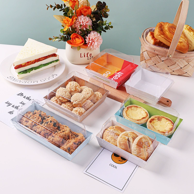 Бутербродная упаковочная коробка Одноразовая выпечка коробка длинная квадратная