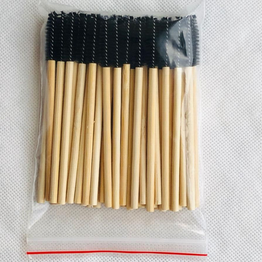 Fábrica al por mayor desechable cepillo de pestañas mango de bambú peine de pestañas barra de bambú sólido rollo de pestañas sólido espiral cepillo de cejas