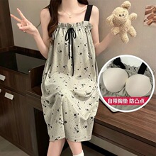 带胸垫公主吊带睡裙女夏天甜美可爱学生睡衣女夏季睡裙ins家居服