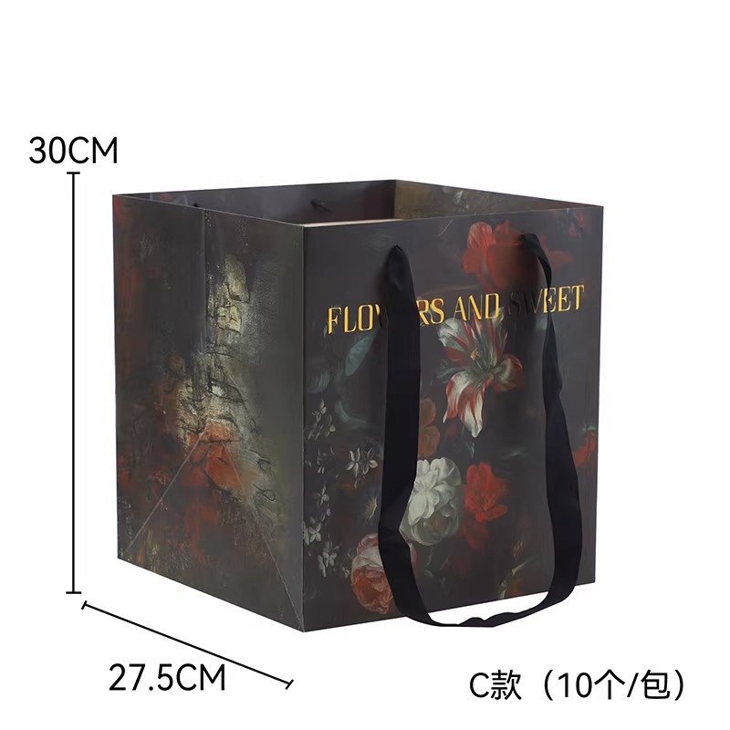 Bolsa de embalaje de flores transparente bolso trapezoidal cuadrado bolso de mango largo ramo de embalaje caja de regalo material de la tienda de flores
