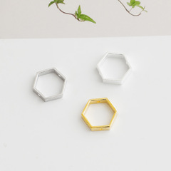 s925純銀六邊形珠框DIY串珠水晶手鍊項鍊中間放珠子菱形隔珠配件