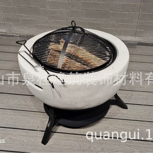 Factory wholesale garden backyard round magnesium oxide with stove shelf barbecue heating stove for home gathering