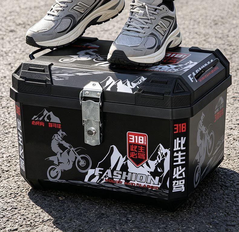 65L large-capacity motorcycle rear trunk, universal extra-large waterproof electric bike trunk, thickened