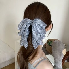 韩国甜美海绵格纹立体蝴蝶结大肠发圈2025新款高级感气质头绳发饰
