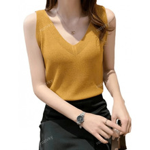 H 23433 Ice Silk Knit Loose Sleeveless Sling ��˿��֯������