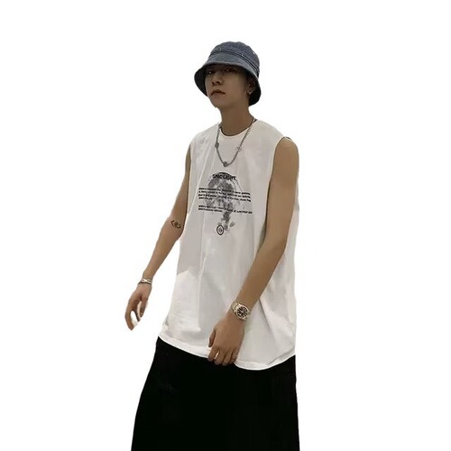 Lazy new youth trendy sweatback top Japanese style men's round neck small fresh back top versatile INSA standard