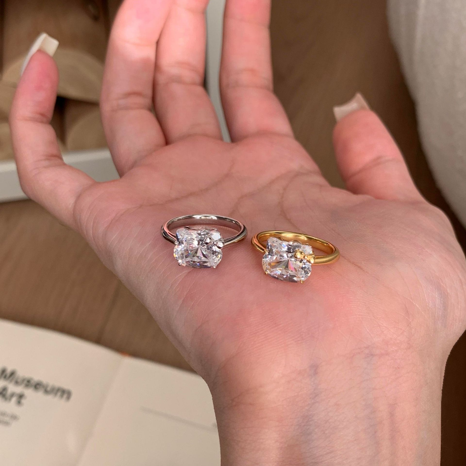 S925 Sterling Silver Kitty Cat Diamond Ring Women's Accessible Luxury Niche Design High-End Xiaohongshu Popular Ring