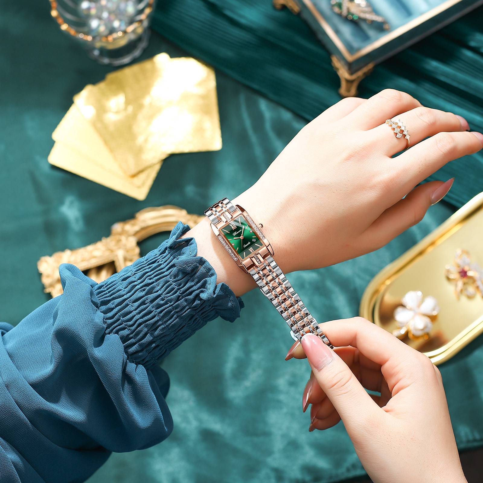 CHENGXI Chenxi 315 reloj de cuarzo cuadrado de moda para mujer impermeable creativo correa de acero moda Cross-Border Watch