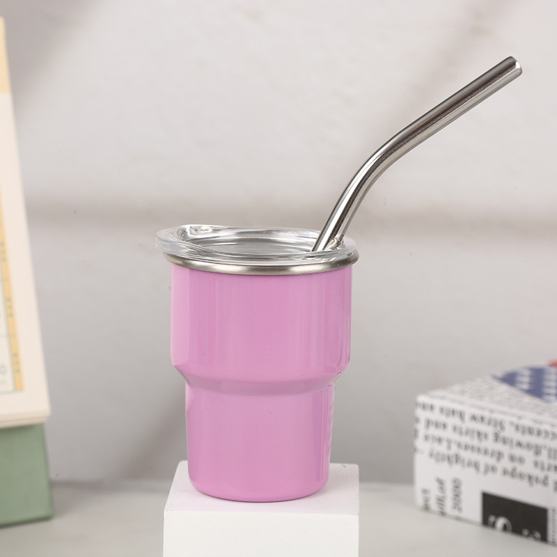 Mini vaso de vino pequeño de 3oz de cambio en frío transfronterizo Taza de aislamiento de acero inoxidable 304 Taza de paja de una y dos capas Taza de pequeña capacidad