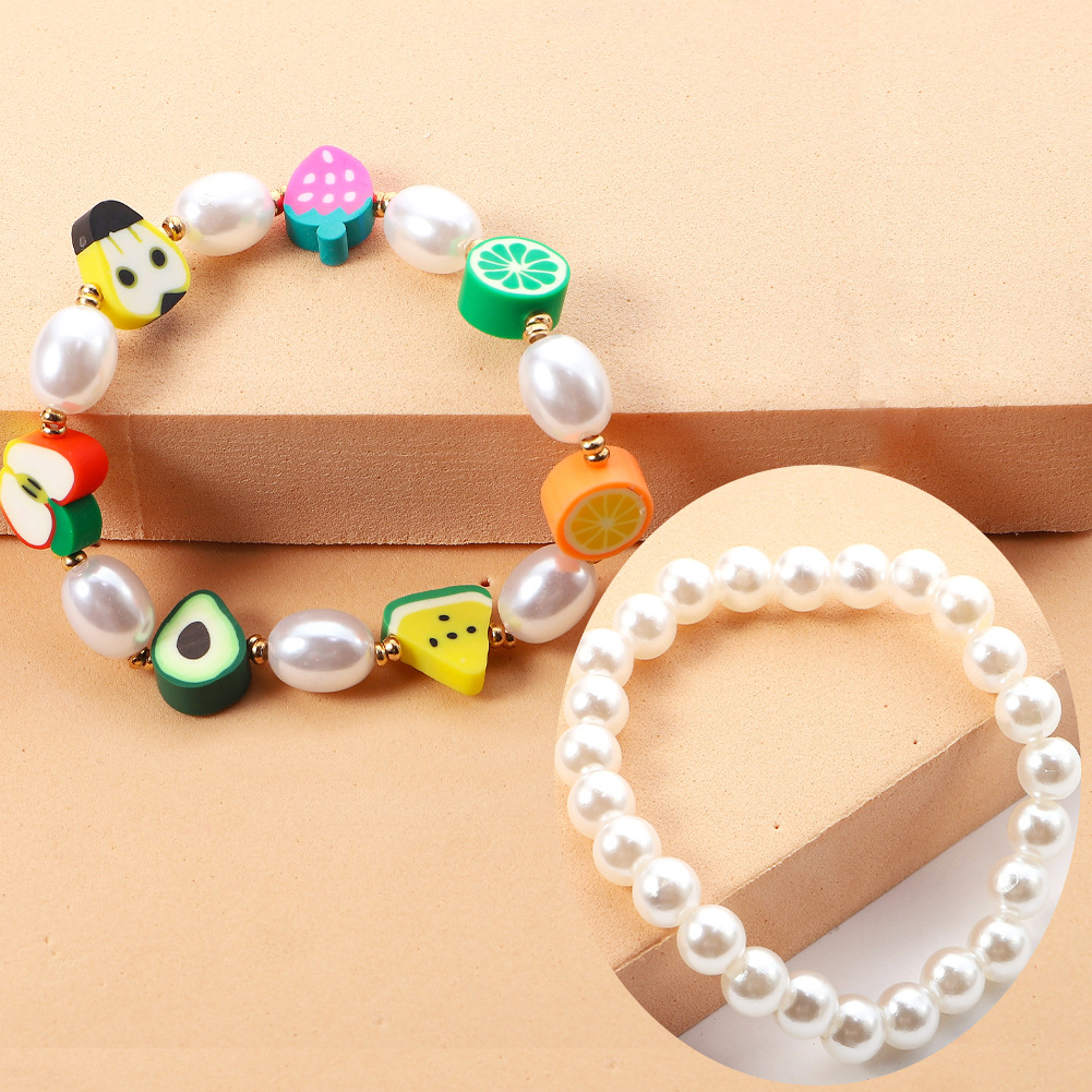 Pastoral Fruit Imitation Pearl Soft Clay Beaded Bracelets 1 Piece display picture 4