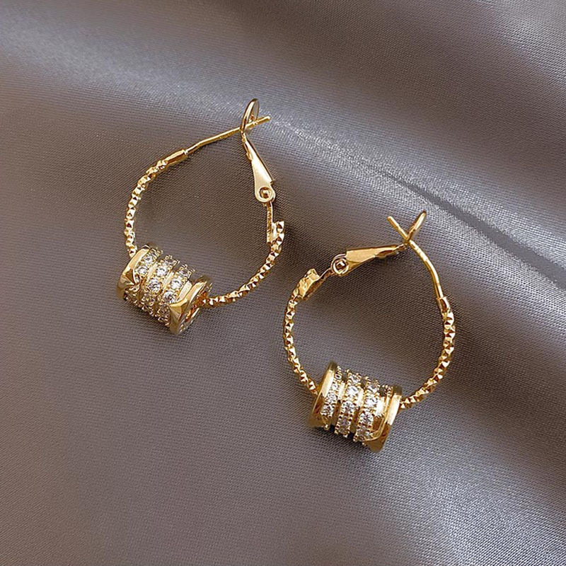 Artificial Diamond Inlay Material Sweet Flower Alloy Plating Inlay Artificial Diamond Women's Drop Earrings Ear Studs