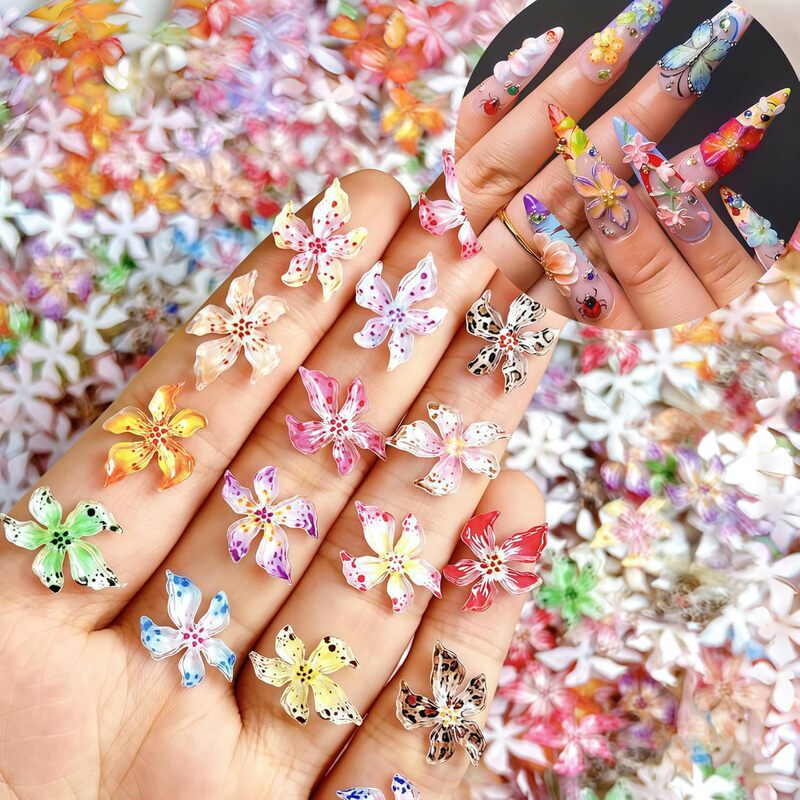 New Cross-Border Nail Art Charms 3D Flower Charms Hibiscus Flower Summer Nail Jewelry Tiny Flower Nail Design