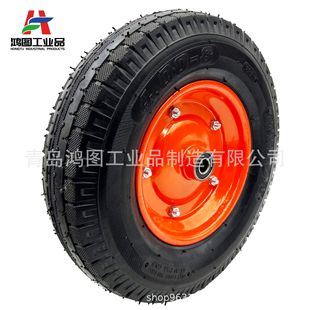 15-Inch 4.00-8 Rubber Inflatable Wheel Trolley Tool Wheel 8Pr High Load Rubber Inflatable Tire