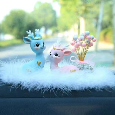 creative car Little Deer – Car ornaments - color-little-fairy-deer-pink-babys-breath-medium-wool-pad-send-no-mark-glue-10