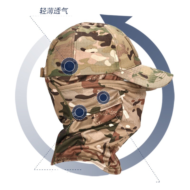 Los aficionados militares táctico camuflaje sombrerería gorra al aire libre ciclismo pesca protección solar máscara transpirable sombrero enarbolado gorra de béisbol nuevo