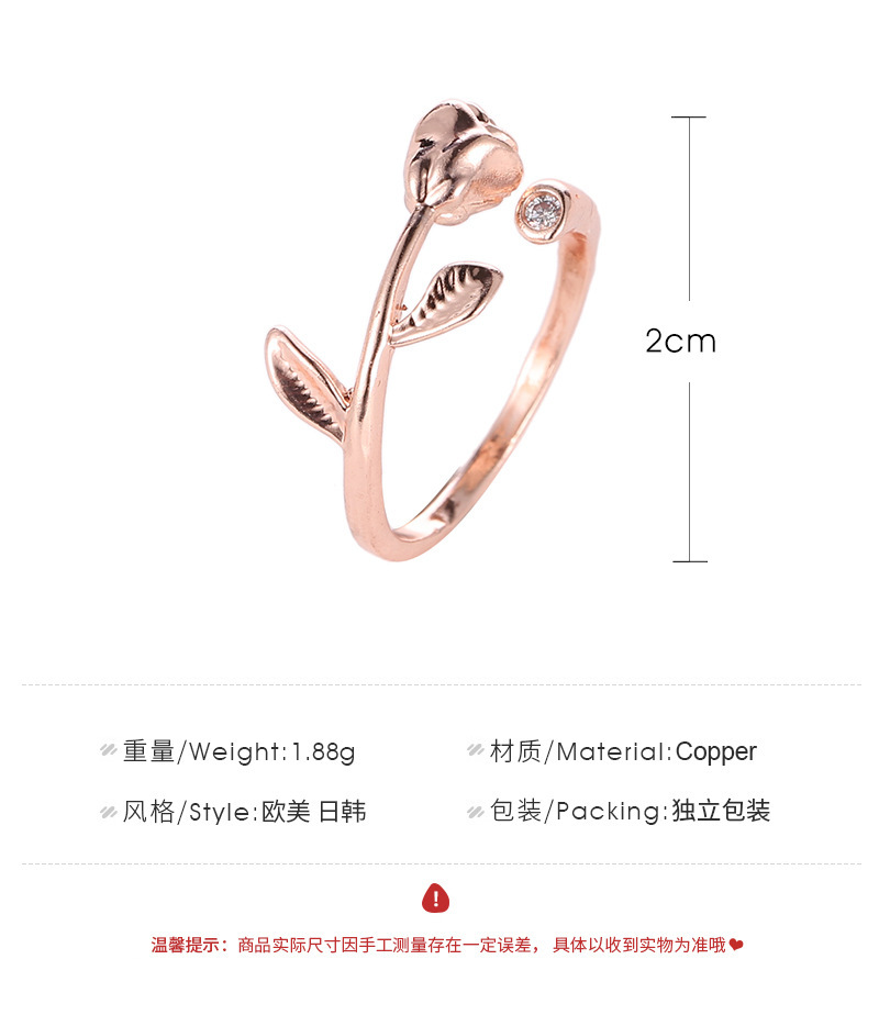 Europe and America Cross Border Open Rose Ring Ins French Retro Flower Ring Internet-Famous Index Fi