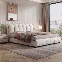 意式軟包科技布床婚床現代簡約輕奢網紅實木床1.5米床雙人1.8x2米