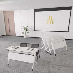 Folding Training Tutoring Class Desks and Chairs Conference Long Table and Chair Combination Mobile Flip Table Splicable Desk Office Desk