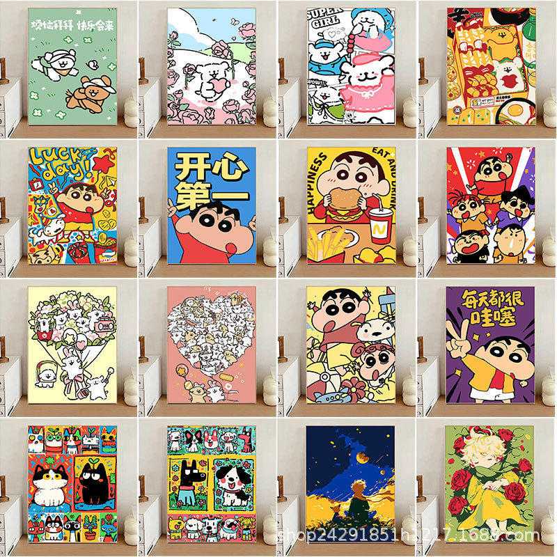 2026 New Model Children's Cartoon Digital Oil Painting DIY Hand-Painted Coloring Picture, Healthy and Environmentally Friendly, One-Piece Drop Shipping