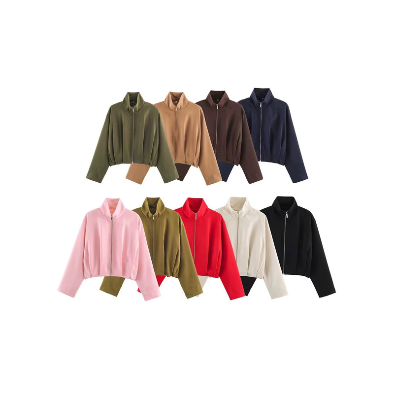 2026 Autumn New Collection: European and American Women's Fashionable Casual Aviator Solid Color Jacket, Versatile Outerwear for Women