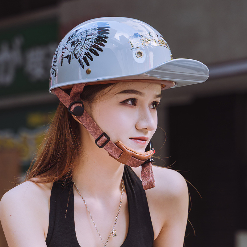 3C casco de motocicleta retro gorra de béisbol personalizada para hombres y mujeres casco de motocicleta con pico gorra de béisbol de coche eléctrico medio casco