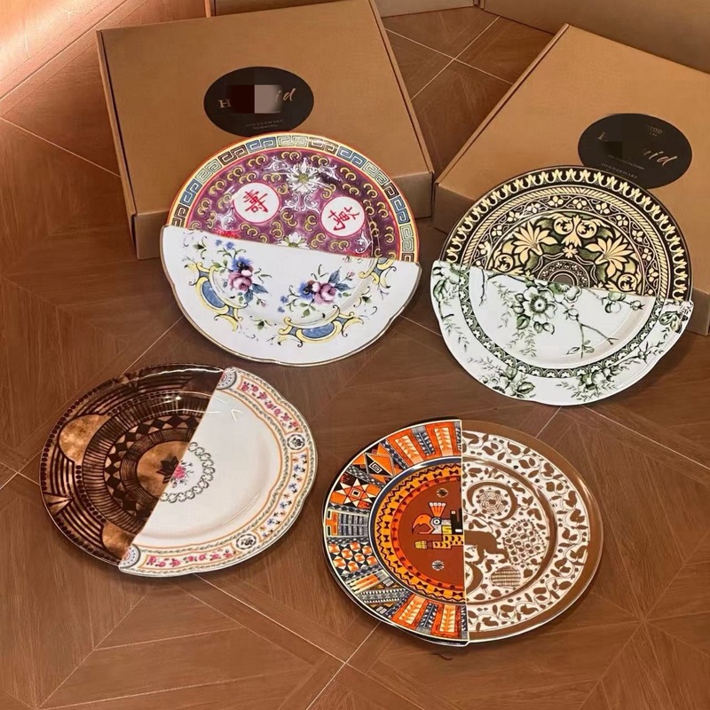 Cross-Border Best-Selling Dinner Plate Platter, a Fusion of Chinese and Western Styles, Bone China Ornament, European-Style Decorative Plate, Western-Style Dinner Plate Cross-Border Best-Selling Dinner Plate Platter, a Fusion of Chinese and Western Styles, Bone China Ornament, European-Style Decorative Plate, Western-Style Dinner Plate