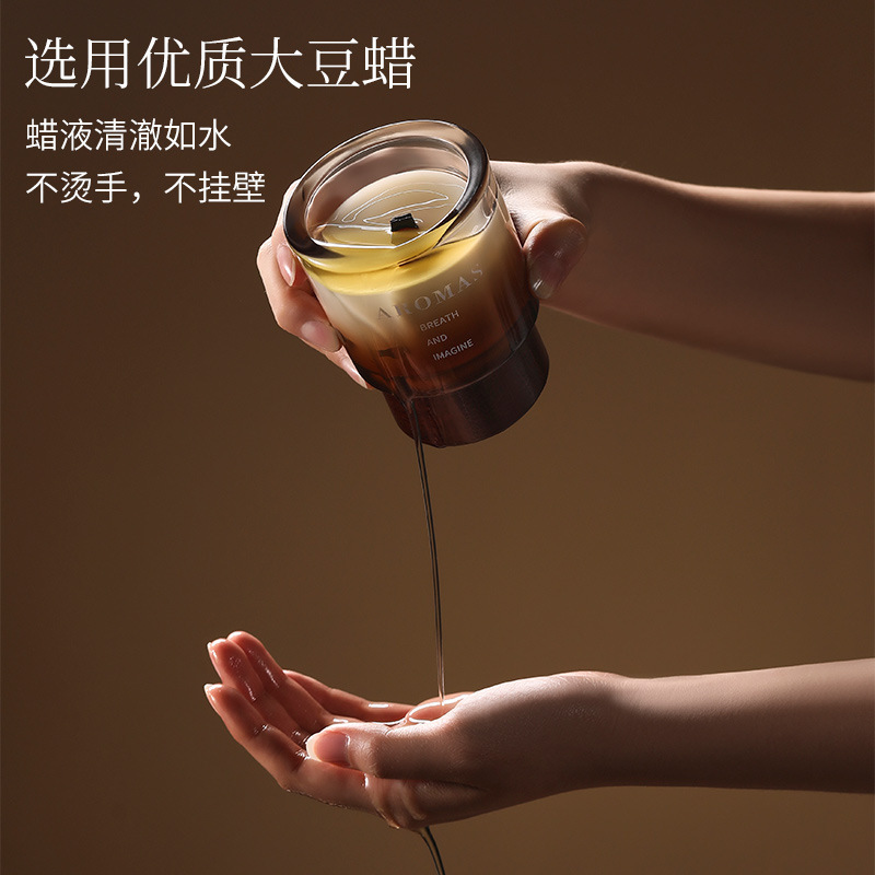 疏影琉璃条纹杯香薰蜡烛木质蜡芯伴手礼香薰白噪音蜡烛高级感香氛|undefined