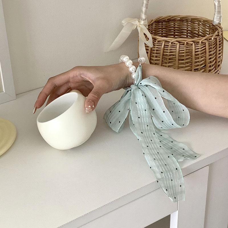 Collar de perlas, nuevo estilo, bufanda de seda, cinta, protección para el cuello multiusos, bufanda floral, diadema fresca pastoral femenina de verano, banda para el cabello