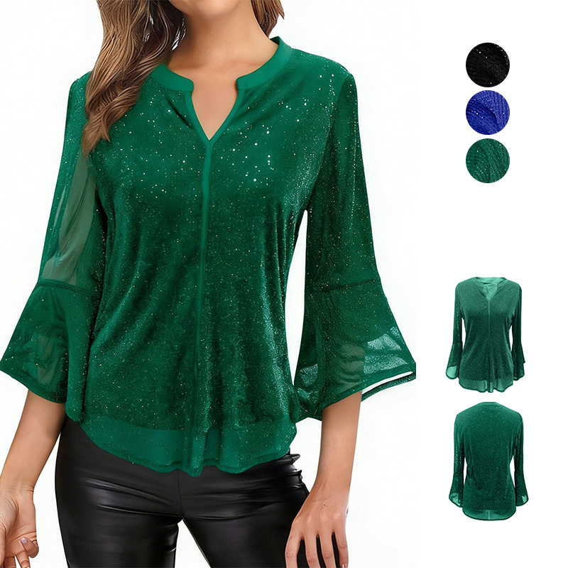 2026 Spring Models Ebay Amazon Wish Hot-Selling Tops European and American Bestsellers Spring and Summer Sequin Pullover Shirts 2026 Spring Models Ebay Amazon Wish Hot-Selling Tops European and American Bestsellers Spring and Summer Sequin Pullover Shirts