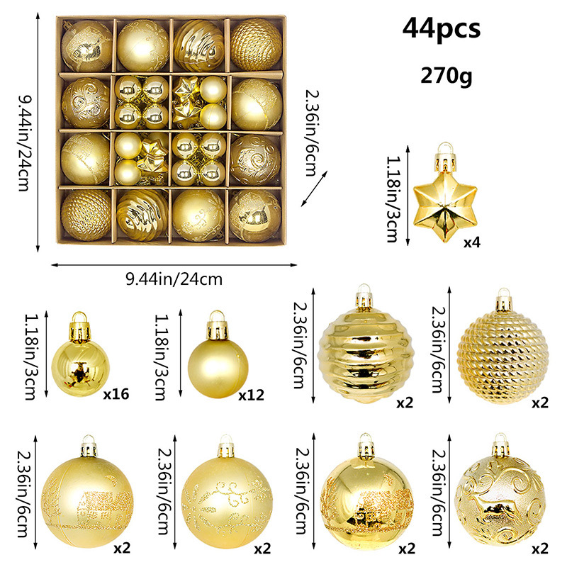 Juego de Esferas Navideñas Set de 44 Piezas 3-6 cm de Plástico Colgante para Árbol de Navidad image 18
