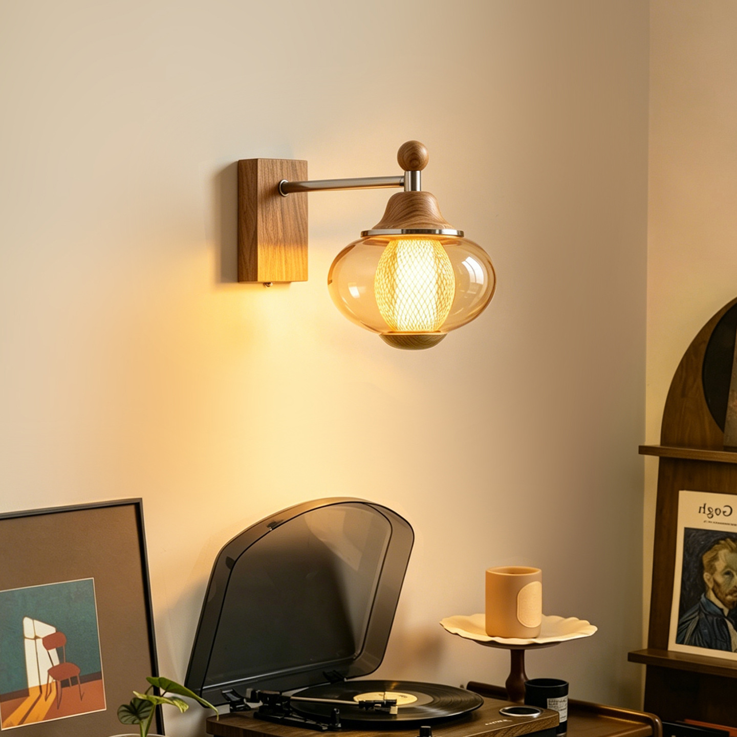 American retro lámpara de pared dormitorio lámpara de cabecera 2026 nueva lámpara de pared de fondo de color nuez luminaria Zhongshan 731L