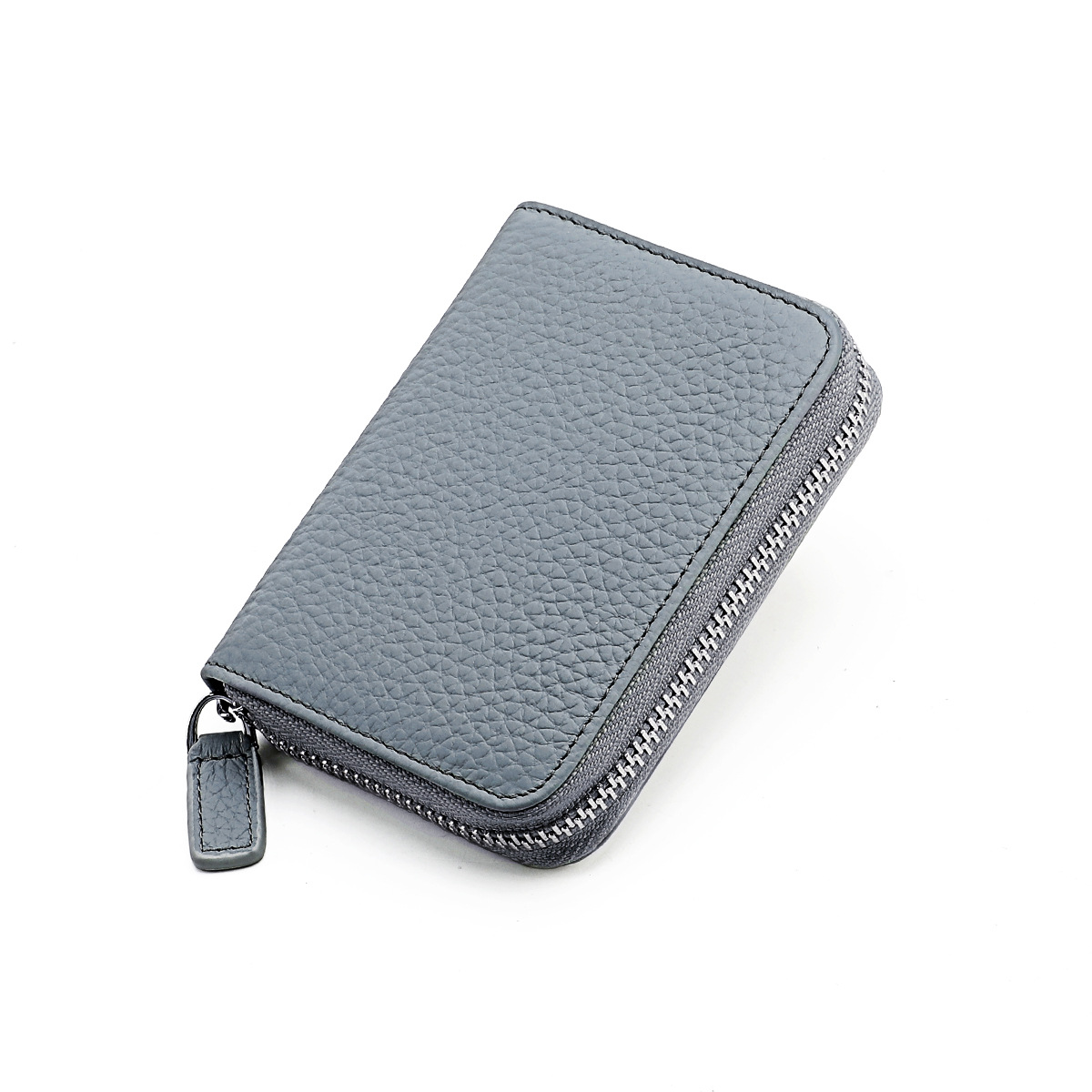 Amazon Japonés Cartera de cuero genuino MONEDERO órgano titular de la tarjeta RFID antirrobo cremallera monedero de la moneda de gran capacidad titular de la tarjeta