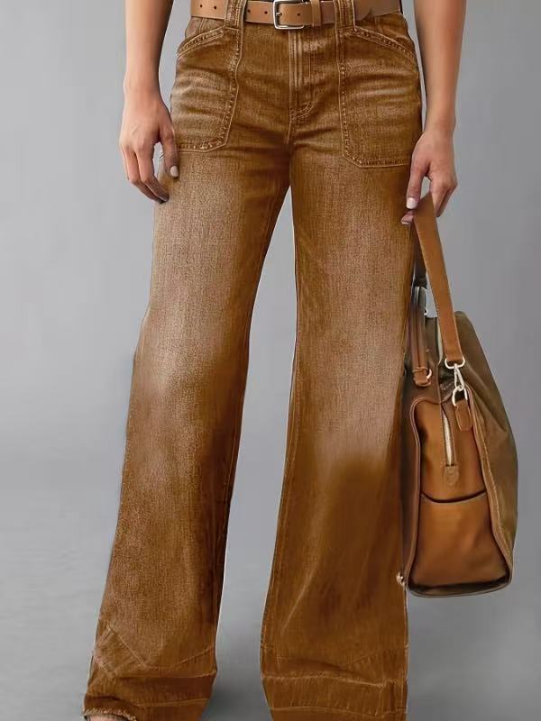 New Women's Denim Wide-Leg Long Jeans, High-Quality, Fashionable Casual Pants, Suitable for All Seasons, Comfortable to Wear New Women's Denim Wide-Leg Long Jeans, High-Quality, Fashionable Casual Pants, Suitable for All Seasons, Comfortable to Wear