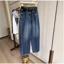 复古做旧拖地阔腿牛仔裤女欧洲站2025早秋新款欧货女装直筒裤子潮