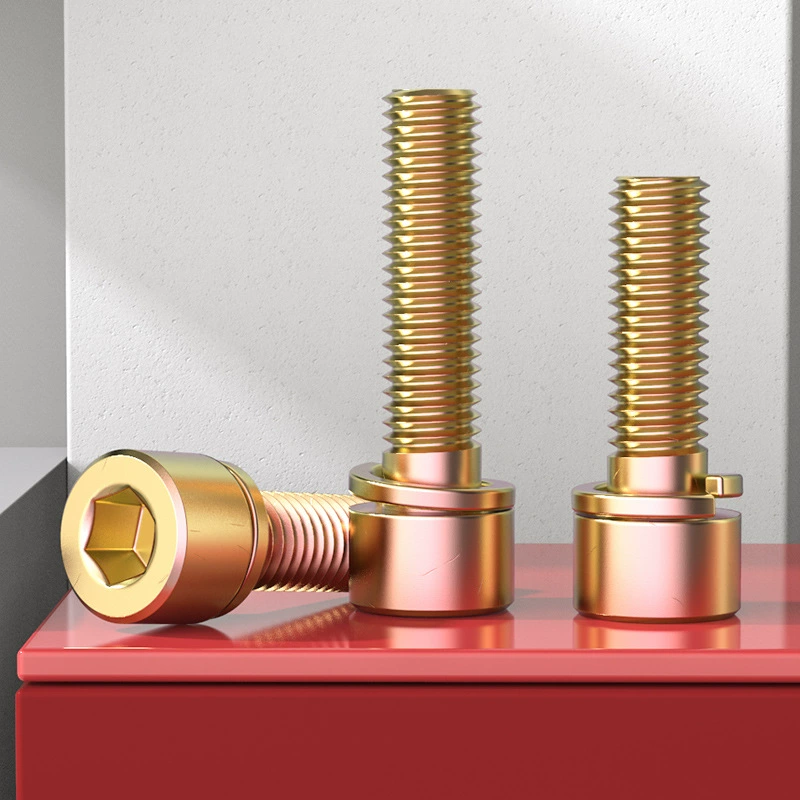 M6M8 две комбинированные винты с шестигранной цилиндрической головкой и пружинной шайбой, оцинкованные болты класса 8,8